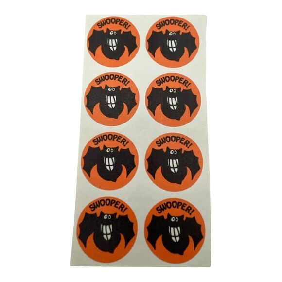 Vintage Scratch n Sniff8 Stickers Halloween Swooper Bat Stinky Sticker